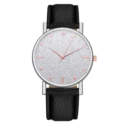 Luxe dames quartz horloge - leren band - met strassHorloges