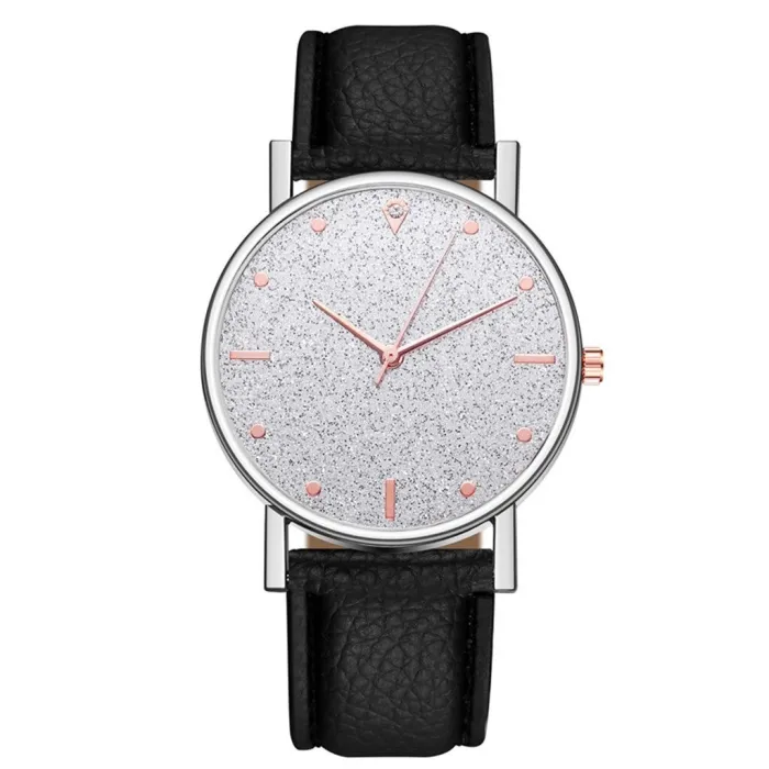 Luxe dames quartz horloge - leren band - met strassHorloges