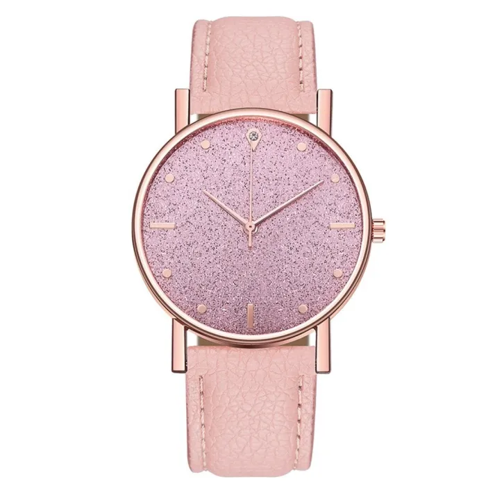 Luxe dames quartz horloge - leren band - met strassHorloges