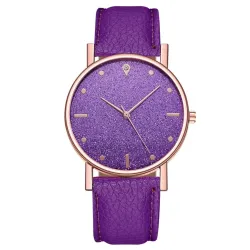 Luxe dames quartz horloge - leren band - met strassHorloges