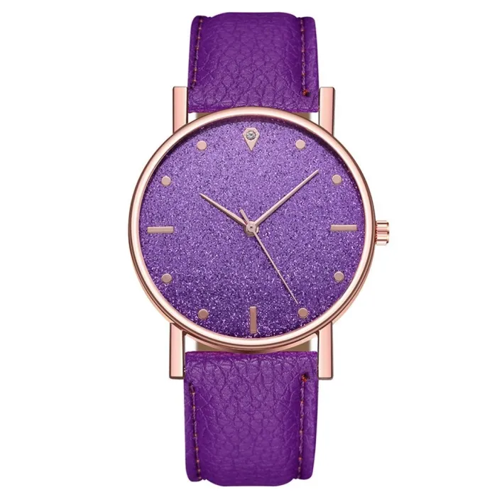 Luxe dames quartz horloge - leren band - met strassHorloges