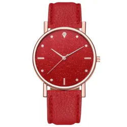 Luxe dames quartz horloge - leren band - met strassHorloges