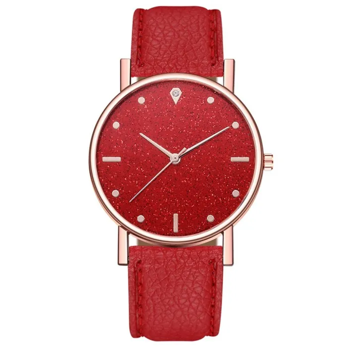 Luxe dames quartz horloge - leren band - met strassHorloges