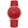 Luxe dames quartz horloge - leren band - met strassHorloges