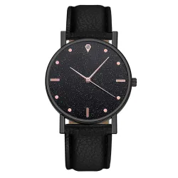 Luxe dames quartz horloge - leren band - met strassHorloges