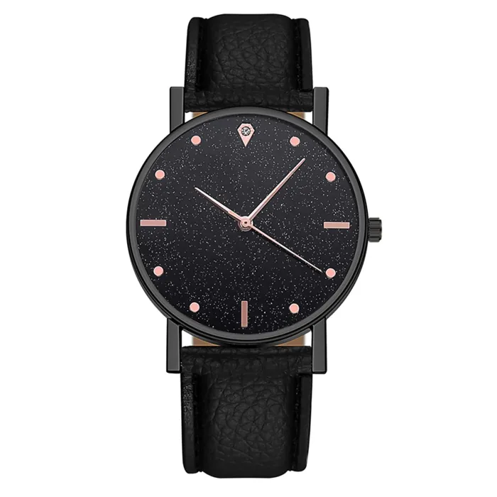 Luxe dames quartz horloge - leren band - met strassHorloges