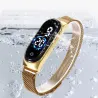 Relógio feminino elegante - tela sensível ao toque - digital - LED - com fivela magnética