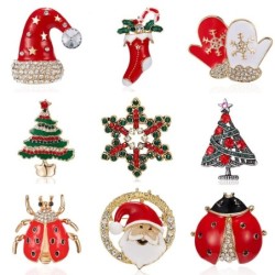 Broches de Noël à la mode - avec cristaux - Père Noël - flocon de neige - arbre de Noël - chapeau - gants