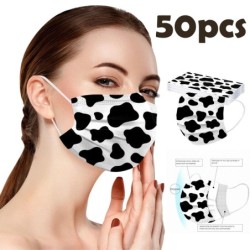 Mascarillas bucalesMascarillas protectoras faciales / bucales - desechables - 3 capas - impresión de manchas blancas negras -...