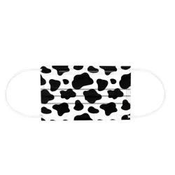 Masques de protection visage/bouche - jetables - 3 plis - vache à lait - imprimé taches blanches noires - 50 pièces