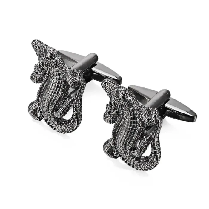 Copper cufflinks with alligator - crocodile