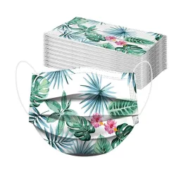 50 pezzi - maschera antibatterica monouso / bocca - 3-layer - stampa floreale - 50 pezzi
