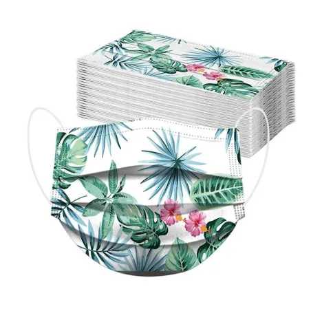 50 pièces - masques antibactériens jetables - 3 couches - imprimé floral - 50 pièces