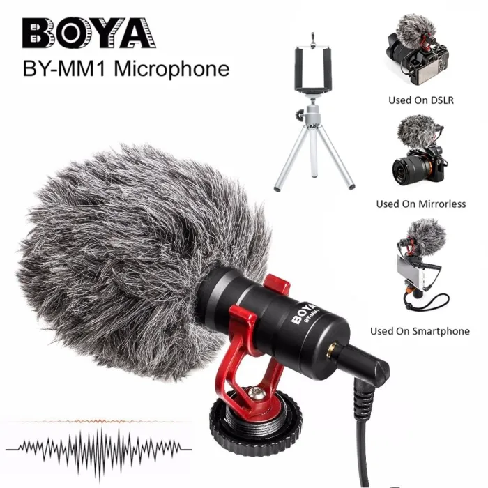 BOYA BY-MM1 - mikrofon - z futerkiem - nagrywanie wideo - do iPhone X 8 7 Huawei Nikon Canon DSLRMikrofony