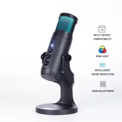 MicrófonosMicrófono de condensador - RGB - USB - con conector para auriculares - para smartphones/portátiles/juegos