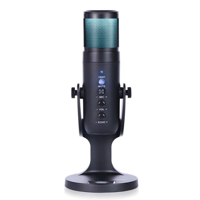 Microphone à condensateur - RVB - USB - avec prise pour écouteurs - pour Smartphones / ordinateurs portables / jeux