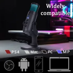 MicrófonosMicrófono de condensador - RGB - USB - con conector para auriculares - para smartphones/portátiles/juegos