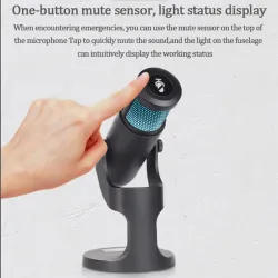 Microphone à condensateur - RVB - USB - avec prise pour écouteurs - pour Smartphones / ordinateurs portables / jeux