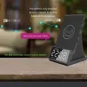 Trådlös snabbladdare - telefonhållare - Bluetooth-högtalare - FM-radio - väckarklocka - LED - USB
