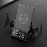 Trådlös snabbladdare - telefonhållare - Bluetooth-högtalare - FM-radio - väckarklocka - LED - USB