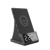 Trådlös snabbladdare - telefonhållare - Bluetooth-högtalare - FM-radio - väckarklocka - LED - USB