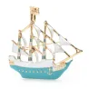 Enamel sailboat - elegant brooch