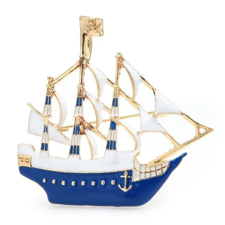 Segelboot aus Emaille - elegante Brosche