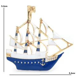 Segelboot aus Emaille - elegante Brosche