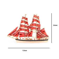 Elegant brooch - with red sailboat