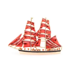 Broche élégante - avec voilier rouge