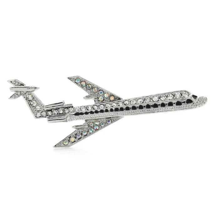 Glittrande stor airbus/flygplan - elegant brosch