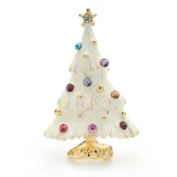 Sapin de Noël enneigé - avec strass - broche élégante