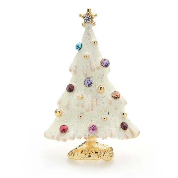 Schneiender Weihnachtsbaum - mit Strasssteinen - elegante Brosche