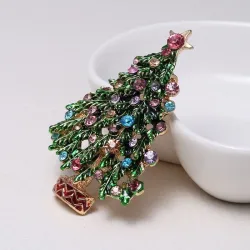 Grön kristalljulgran - moderiktig brosch