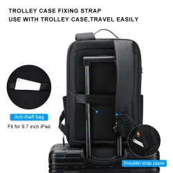Modny plecak - wodoodporny - antykradzieżowy - port ładowania USB - na laptopa 17,3 calaPlecaki