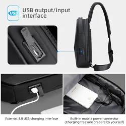 Fenruien - torba na ramię / przez ramię - z portem USB do ładowania - wodoodpornaTorebki