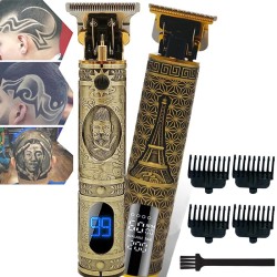 Professioneller elektrischer Haarschneider / Trimmer - Akku - Totenkopf / Buddha / Phoenix - LCD