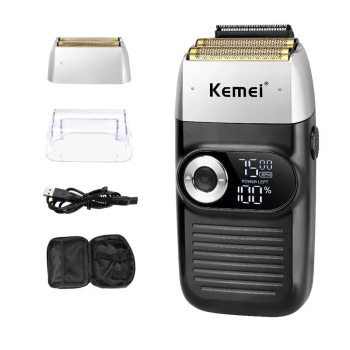 Kemei KM-2026 - golarka elektryczna / trymer do brody - LCD - 3 prędkości - 0,0mmTrymery do włosów