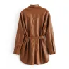 Vintage lockere Lederjacke - mit Gürtel