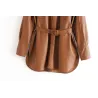 Vintage lockere Lederjacke - mit Gürtel