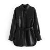 Vintage loose leather jacket - with belt
