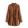 Vintage lockere Lederjacke - mit Gürtel