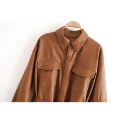Vintage lockere Lederjacke - mit Gürtel