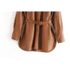 Vintage lockere Lederjacke - mit Gürtel
