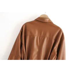 Vintage lockere Lederjacke - mit Gürtel