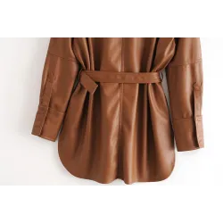 Vintage lockere Lederjacke - mit Gürtel