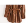 Vintage lockere Lederjacke - mit Gürtel