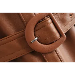 Vintage lockere Lederjacke - mit Gürtel