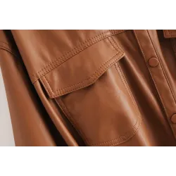 Vintage lockere Lederjacke - mit Gürtel