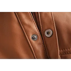 Vintage lockere Lederjacke - mit Gürtel